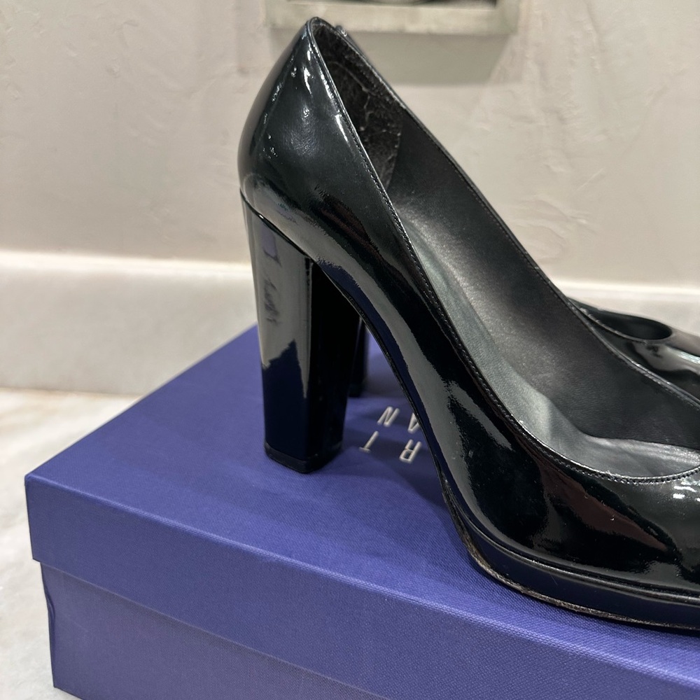 Stuart Weitzman Black Patent Leather Tango Heels Platform - Picture 5 of 6